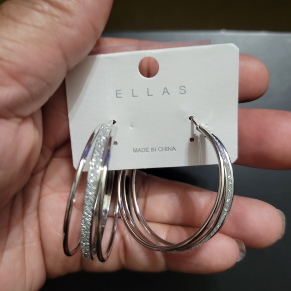 Ella Jewelry - Ellas Silver Glitter Hoop Earrings